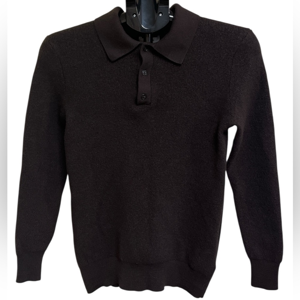 Jason Wu Dark Brown Sweater Cardigan. 100% Extra Fine Merino Wool.
